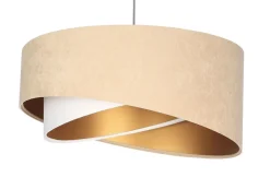 BPS Koncept Hängeleuchte Stoff Beige Gold E27 rund Ø 50 cm Velours Optik< Hängelampen|Bürolampen