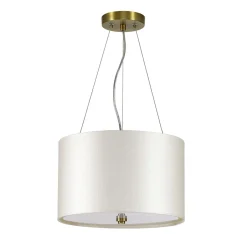 Stofflampen|Wohnzimmerlampen*Elstead Hängeleuchte Stoff Ø36cm in Creme Messing antik