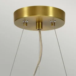 Stofflampen|Wohnzimmerlampen*Elstead Hängeleuchte Stoff Ø36cm in Creme Messing antik