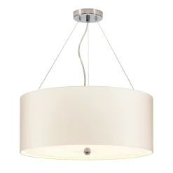 Moderne Lampen|Stofflampen*Elstead Hängeleuchte Stoff Ø56cm in Creme Chrom blendarm