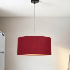 BPS Koncept Hängeleuchte Stoff Ø40cm Rot Gold Retro Esstisch< Hängelampen|Esszimmer Lampen