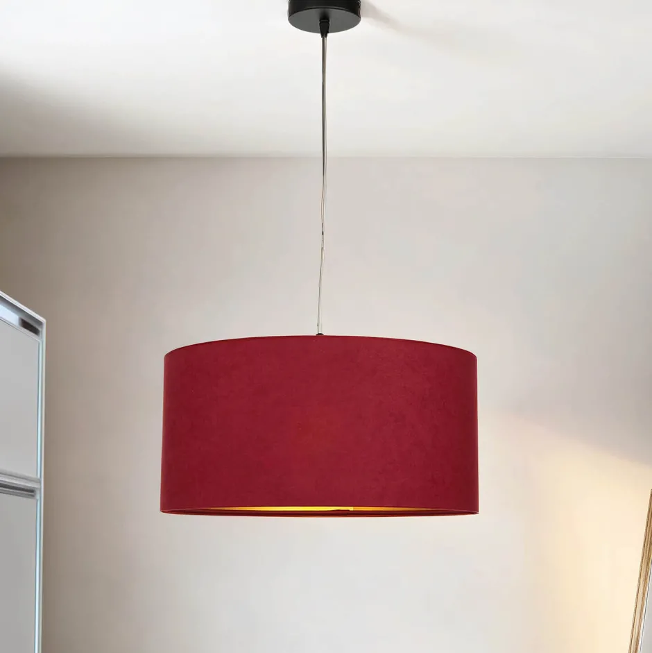 BPS Koncept Hängeleuchte Stoff Ø40cm Rot Gold Retro Esstisch< Hängelampen|Esszimmer Lampen