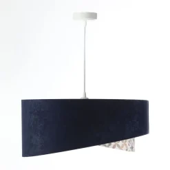 Hängelampen|Bürolampen*BPS Koncept Hängeleuchte Stoff D: 50 cm Velours Optik Blau Beige Silber
