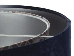 Hängelampen|Bürolampen*BPS Koncept Hängeleuchte Stoff D: 50 cm Velours Optik Blau Beige Silber