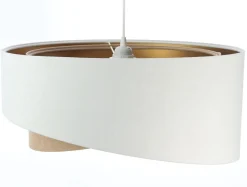 BPS Koncept Hängeleuchte Stoff E27 rund Ø 50 cm in Weiß Beige Gold< Hängelampen|Esszimmer Lampen