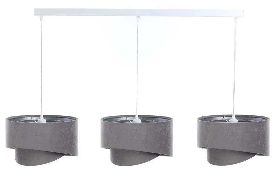 BPS Koncept Hängeleuchte Stoff 3-flammig E27 in Weiß Grau Silber< Hängelampen|Bürolampen