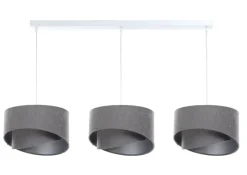 BPS Koncept Hängeleuchte Stoff 3-flammig E27 in Weiß Grau Silber< Hängelampen|Bürolampen