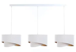 Hängelampen|Bürolampen*BPS Koncept Hängeleuchte Stoff 3-flammig Weiß Gold E27 Velours Optik