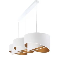 Hängelampen|Bürolampen*BPS Koncept Hängeleuchte Stoff 3-flammig Weiß Gold E27 Velours Optik