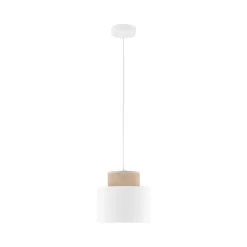 TK Lighting Hängeleuchte Stoff Jute E27 Ø 20 cm H: max. 160 cm Weiß Natur< Hängelampen|Bürolampen
