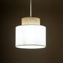 TK Lighting Hängeleuchte Stoff Jute E27 Ø 20 cm H: max. 160 cm Weiß Natur< Hängelampen|Bürolampen
