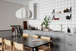 By Rydéns Hängeleuchte Stoff Metall E27 B: 60 cm H: max. 120 cm Weiß< Hängelampen|Wohnzimmerlampen