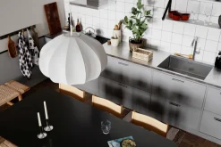 By Rydéns Hängeleuchte Stoff Metall E27 B: 60 cm H: max. 120 cm Weiß< Hängelampen|Wohnzimmerlampen