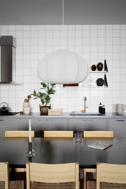 By Rydéns Hängeleuchte Stoff Metall E27 B: 60 cm H: max. 120 cm Weiß< Hängelampen|Wohnzimmerlampen