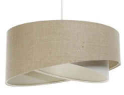 Bürolampen|Schlafzimmer Lampen*BPS Koncept Hängeleuchte Stoff Natur Creme E27 rund D: 60 cm Boho