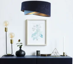 Bürolampen|Schlafzimmer Lampen*BPS Koncept Hängeleuchte Stoff rund Ø 50 cm Velours Optik Modern MARLON