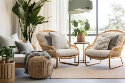 BPS Koncept Hängeleuchte Stoff rund D: 50 cm E27 Grün Weiß Floral< Hängelampen|Bürolampen