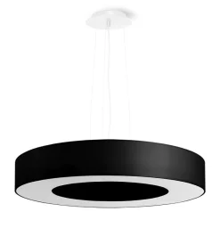 Hängelampen|Esszimmer Lampen*Sollux Hängeleuchte Stoff Schwarz Ø 50 cm rund 5x E27