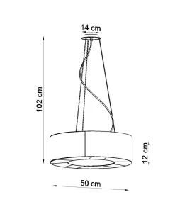 Hängelampen|Esszimmer Lampen*Sollux Hängeleuchte Stoff Schwarz Ø 50 cm rund 5x E27