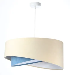 Hängelampen|Bürolampen*BPS Koncept Hängeleuchte Stoff Velours Optik rund Ø 50 cm E27 Creme Blau