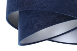 Hängelampen|Bürolampen*BPS Koncept Hängeleuchte Stoff Velours Optik 3x E27 Weiß Blau Silber