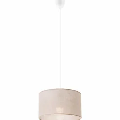 Lamkur Hängeleuchte Stoffschirm Ø 35 cm Beige verstellbar E27< Hängelampen|Schlafzimmer Lampen