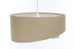 BPS Koncept Hängeleuchte Stoffschirm rund D: 40 cm Natur Creme Stoff E27< Hängelampen|Bürolampen