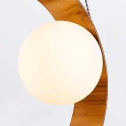Elstead Hängeleuchte Teak Holz Furnier Glas Ø 35 cm Ring E27< Hängelampen|Bürolampen