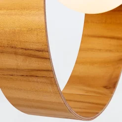 Elstead Hängeleuchte Teak Holz Furnier Glas Ø 35 cm Ring E27< Hängelampen|Bürolampen