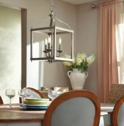 Hängelampen|Esszimmer Lampen*Elstead Hängeleuchte THOREN Nickel kürzbar Rustikal Lampe