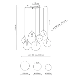 TK Lighting Hängeleuchte verstellbar B: max. 4 m Rauchglas 7x E27< Hängelampen|Esszimmer Lampen
