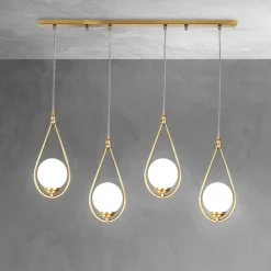 Giovanni Battista Hängeleuchte verstellbar Echt-Messing Glas 4-flammig E14< Hängelampen|Bürolampen