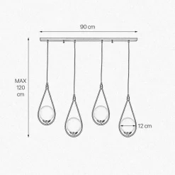 Giovanni Battista Hängeleuchte verstellbar Echt-Messing Glas 4-flammig E14< Hängelampen|Bürolampen