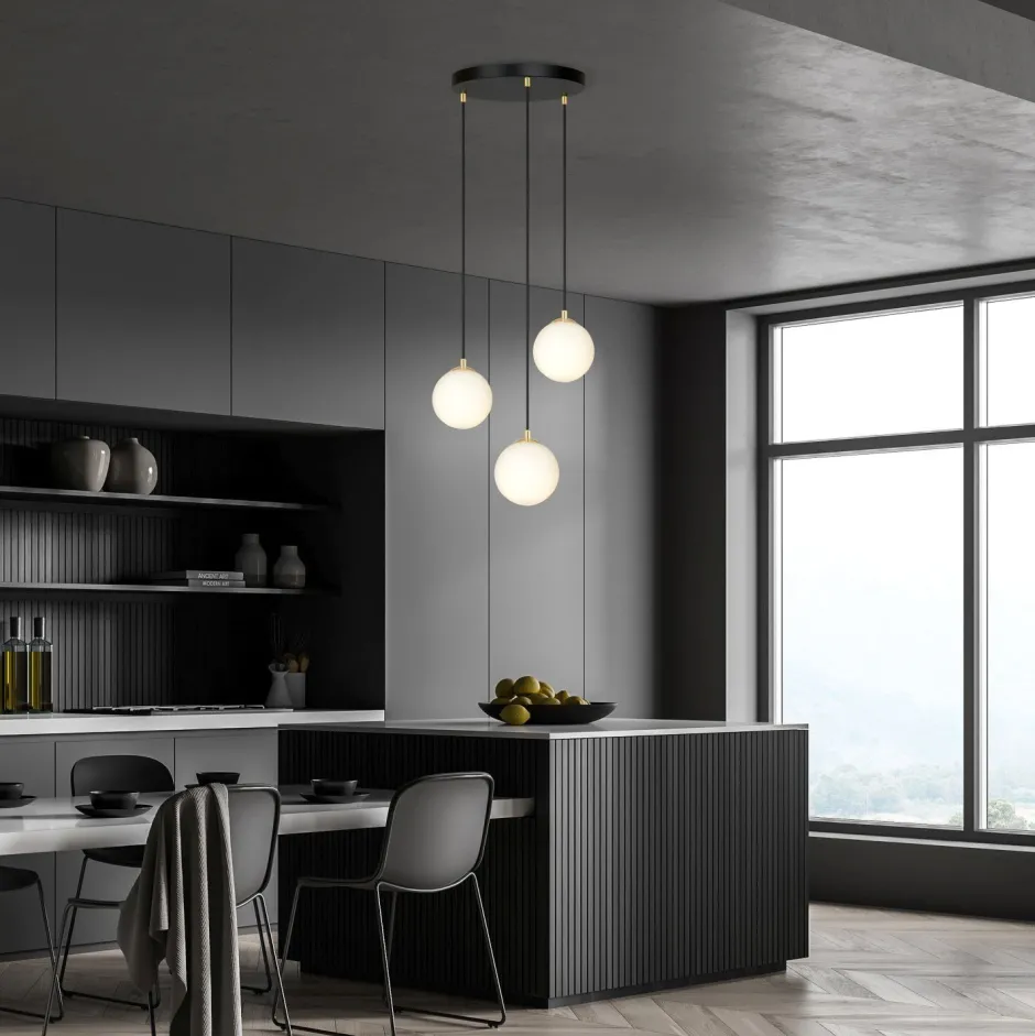 Hängelampen|Esszimmer Lampen*Emibig Hängeleuchte verstellbar Schwarz Weiß Gold E14 Esstisch