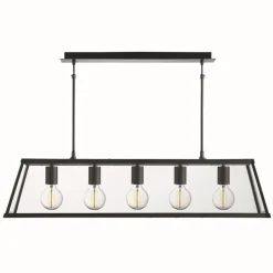 Hängelampen|Rustikale Lampen*Searchlight Hängeleuchte VOYAGER in Schwarz 5-flmg