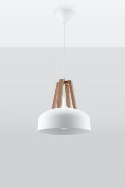 Wohnzimmerlampen|Retro Lampen*Sollux Hängeleuchte Weiß Ø30cm rund Retro vielseitig MANILIA