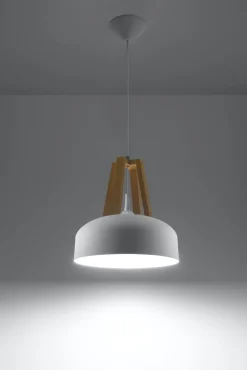 Wohnzimmerlampen|Retro Lampen*Sollux Hängeleuchte Weiß Ø30cm rund Retro vielseitig MANILIA