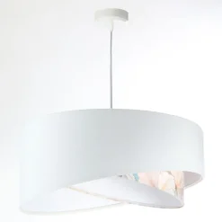 BPS Koncept Hängeleuchte Weiß Creme E27 rund Ø 50 cm Stoff Velours Optik< Hängelampen|Bürolampen