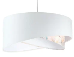 BPS Koncept Hängeleuchte Weiß Creme E27 rund Ø 50 cm Stoff Velours Optik< Hängelampen|Bürolampen