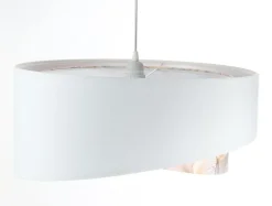 BPS Koncept Hängeleuchte Weiß Creme E27 rund Ø 50 cm Stoff Velours Optik< Hängelampen|Bürolampen