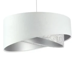 Hängelampen|Bürolampen*BPS Koncept Hängeleuchte Weiß Grau Silber E27 rund D: 50 cm Stoff