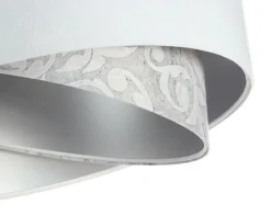 Hängelampen|Bürolampen*BPS Koncept Hängeleuchte Weiß Grau Silber E27 rund D: 50 cm Stoff