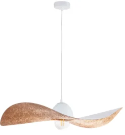 Moderne Lampen|Designerlampen*Sigma Hängeleuchte Weiß Kupfer E27 Modern Wellenschirm