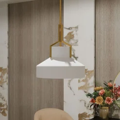 Hängelampen|Esszimmer Lampen*Elstead Hängeleuchte Weiß Messing antik E27 aus Glas Metall Ø 37 cm