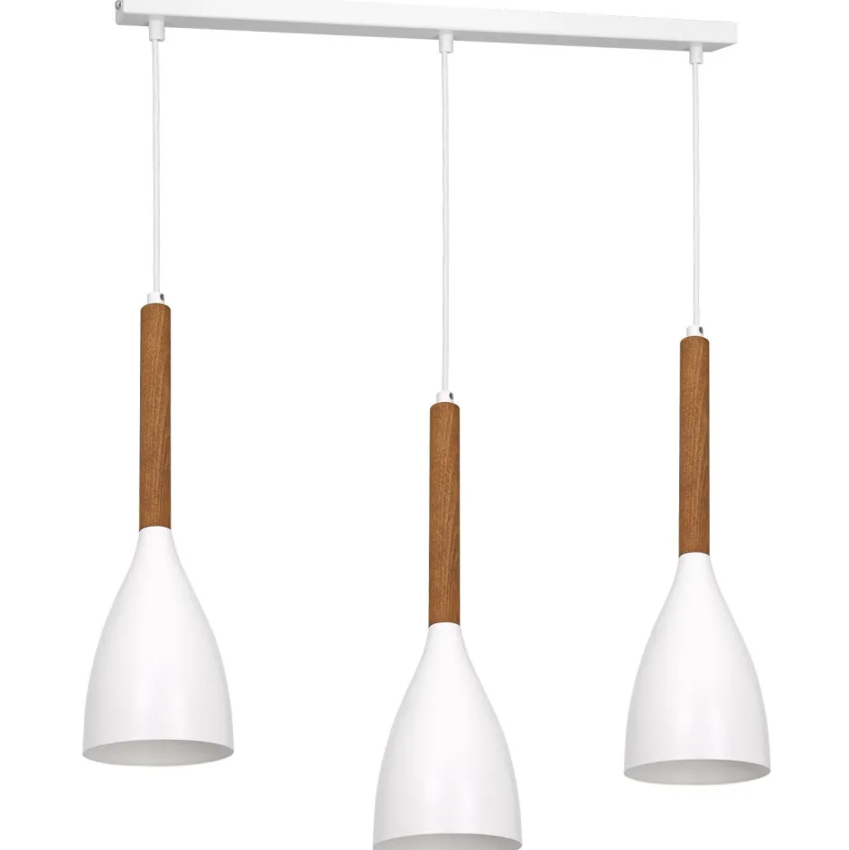 Hängelampen|Wohnzimmerlampen*Luminex Hängeleuchte Weiß Metall Holz Skandinavisches