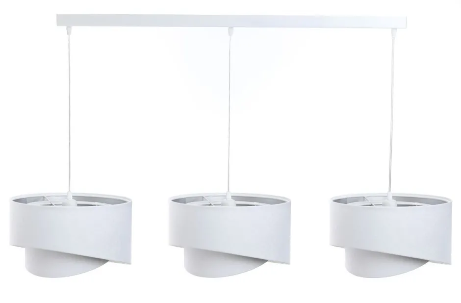 BPS Koncept Hängeleuchte Weiß Silber E27 Stoff Velours Optik 3-flammig< Hängelampen|Bürolampen