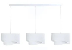 BPS Koncept Hängeleuchte Weiß verstellbar 3-flammig E27 Stoff Veloursoptik< Bürolampen|Wohnzimmerlampen