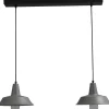 Masterlight Hochwertige Hängeleuchte Grau Ø25cm 2xE27 L:70cm< Hängelampen|Industrie Lampen
