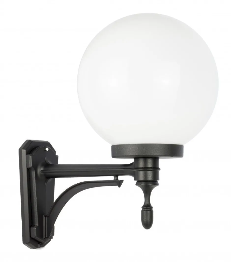 SU-MA Hofleuchte Schwarz Weiß Kugelschirm IP43 Vintage< Außenwandleuchten|Feuchtraumleuchten