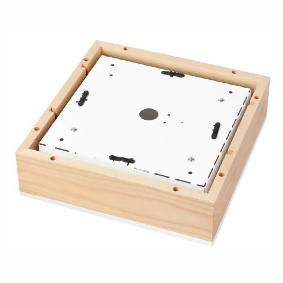 Lamkur Holz Deckenlampe blendarm Glasschirm E27 B:31 cm eckig< Wohnzimmerlampen|Glaslampen